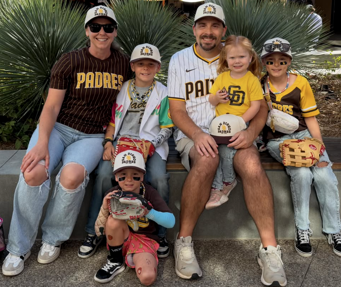 The Varney family at a Padres game